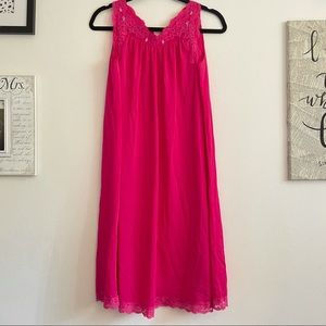 Vintage Shadowline Pink Lace Nightgown Slip Size S